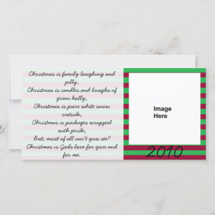 Cartão De Festividades Christmas Poem Red and Green Photocard