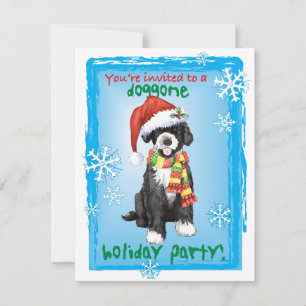 Cartão De Festividades Christmas Portuguese Water Dog Invitation