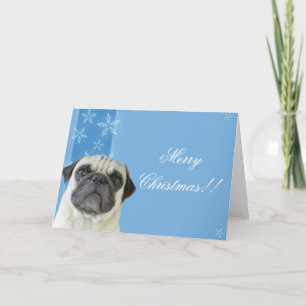 Cartão De Festividades Christmas pug greeting card