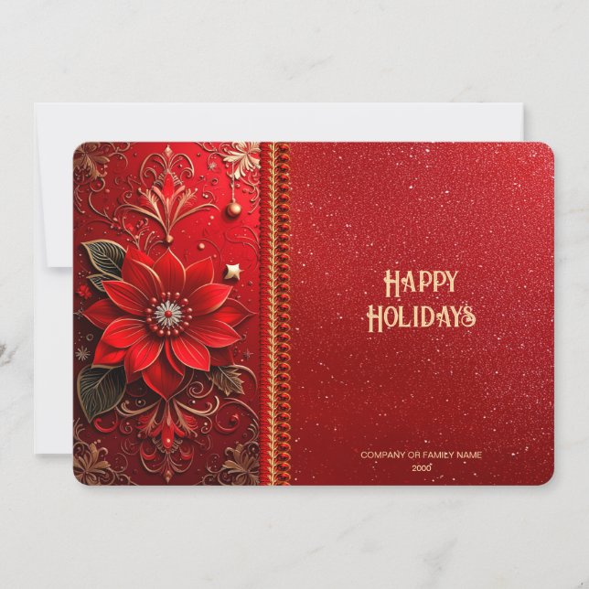 Cartão De Festividades Christmas Red Flower Holiday Card (Frente)