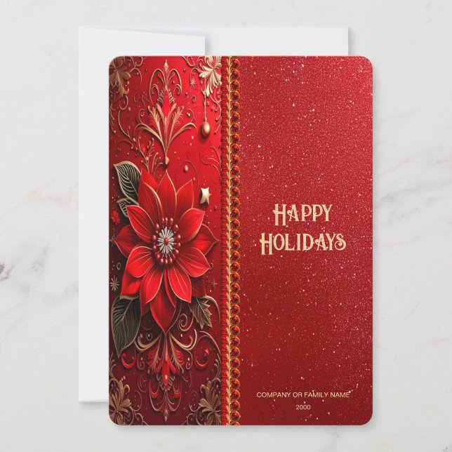 Cartão De Festividades Christmas Red Flower Holiday Card (Frente)