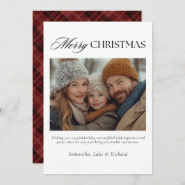 Cartão De Festividades Christmas Red Plaid Family Photo Holiday Card