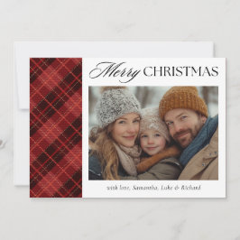 Cartão De Festividades Christmas Red Plaid Photo Holiday Card
