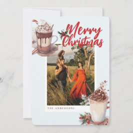 Cartão De Festividades Christmas Red Winter Hot Cocoa Coffee Holiday Card