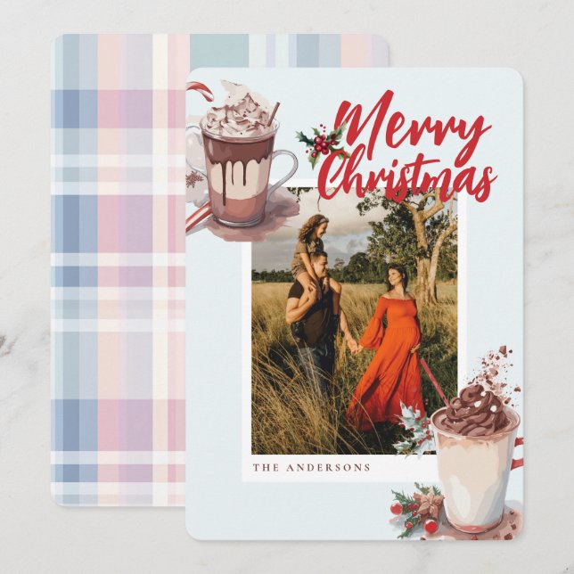 Cartão De Festividades Christmas Red Winter Hot Cocoa Coffee Holiday Card (Frente/Verso)
