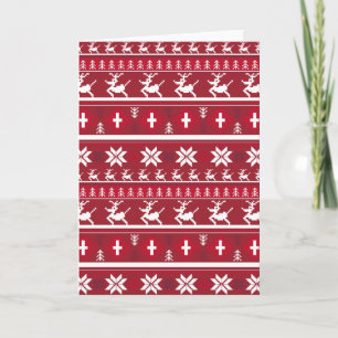 Cartão De Festividades Christmas Reindeer Stripe Card