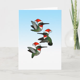Cartão De Festividades Christmas Ruby-throated Hummingbird