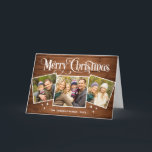 Cartão De Festividades Christmas Rustic Brown Wood 4 PHOTO Greeting<br><div class="desc">Christmas Rustic Brown Wood PHOTO Greeting Holiday Card.</div>