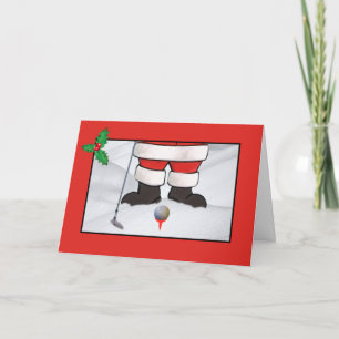 Cartão De Festividades Christmas, Santa Claus Playing Golf in the Snow