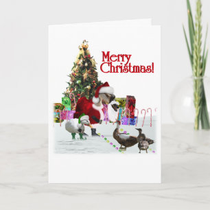 Cartão De Festividades Christmas Santa Goose And Ducks