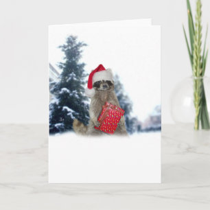 Cartão De Festividades Christmas Santa Raccoon Bandit