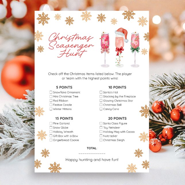Cartão De Festividades Christmas Scavenger Hunt Game (Scavenger Hunt Christmas Game Card)