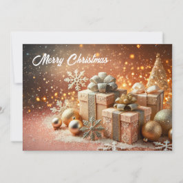 Cartão De Festividades Christmas Scene with gifts and glittery