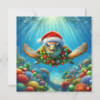 Cartão De Festividades Christmas Sea Turtle Greeting Card