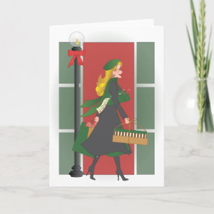 Cartão De Festividades Christmas Shopping in the City