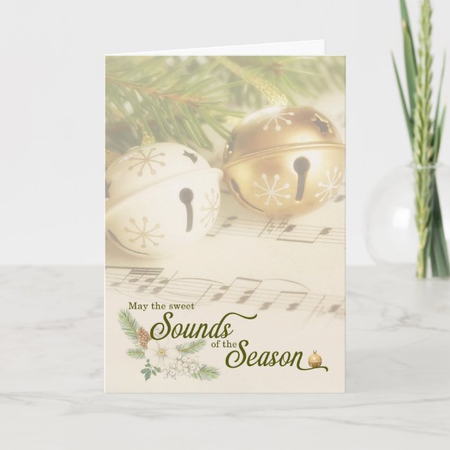 Cartão De Festividades Christmas Sleigh Bells and Sheet Music Holiday (Frente)