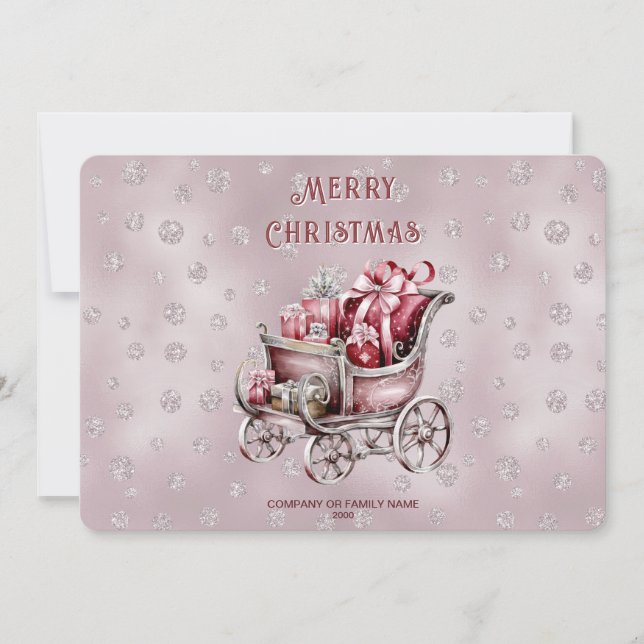 Cartão De Festividades Christmas Sleigh With Gifts Holiday Card (Frente)
