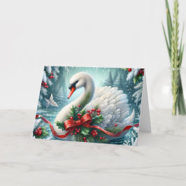 Cartão De Festividades Christmas Snow Swan Holiday Card