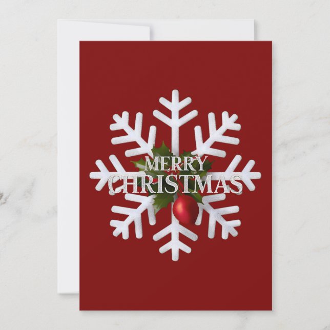 Cartão De Festividades Christmas Snowflake And Shy Red Berry (Frente)