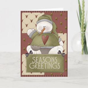 Cartão De Festividades Christmas Snowman Patchwork