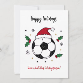 Cartão De Festividades Christmas Soccer Ball Santa Hat Greeting Cards