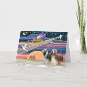 Cartão De Festividades Christmas Star - Bearded Collies (two)