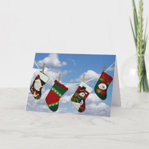 Cartão De Festividades Christmas stocking on clothesline