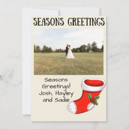 Cartão De Festividades Christmas Stocking Seasons Greetings Photo Card