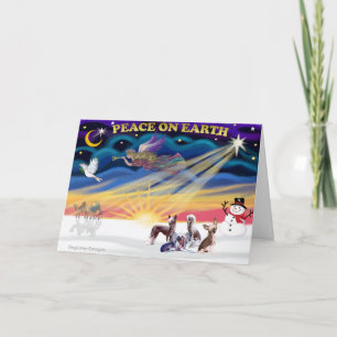 Cartão De Festividades Christmas Sunrise - Chinese Cresteds (four)