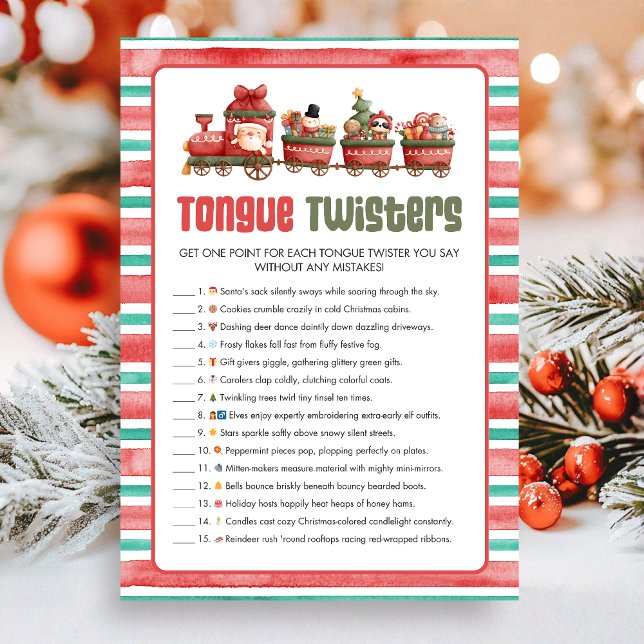Cartão De Festividades Christmas Tongue Twister Game (Christmas Game Card)
