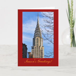 Cartão De Festividades Christmas:Top of the Chrysler Building, Bare Trees