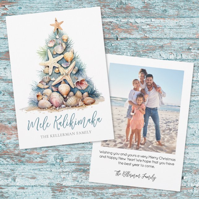 Cartão De Festividades Christmas Tree Beach Mele Kalikimaka (Christmas Tree Beach Mele Kalikimaka Holiday Card)