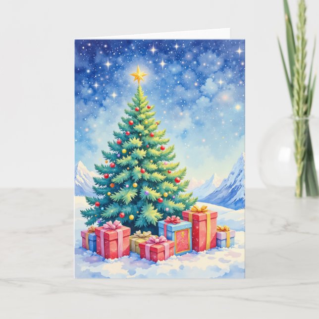 Cartão De Festividades Christmas Tree Blank Holiday Greeting Card (Frente)