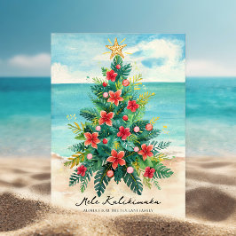 Cartão De Festividades Christmas Tree by the Sea Tropical