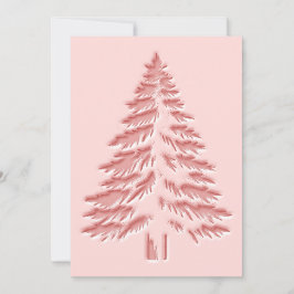 Cartão De Festividades Christmas Tree Faux Embossed Distressed Chic Pink