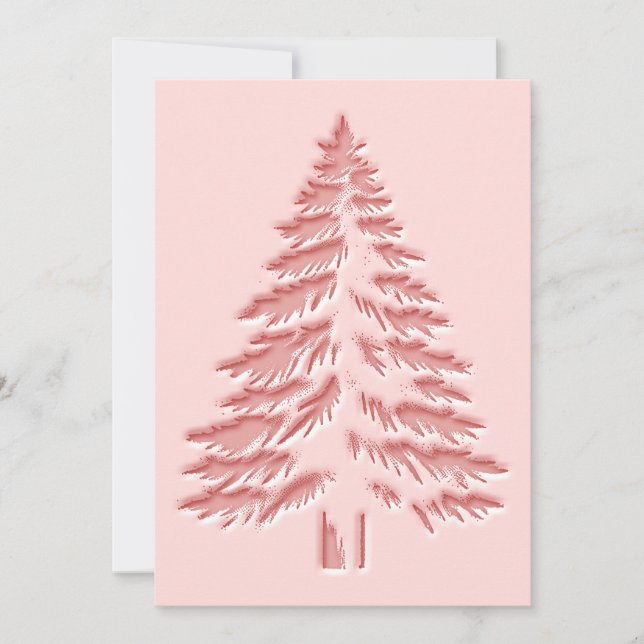 Cartão De Festividades Christmas Tree Faux Embossed Distressed Chic Pink (Frente)
