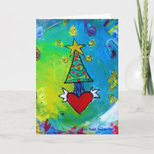 Cartão De Festividades Christmas Tree Flying Heart
