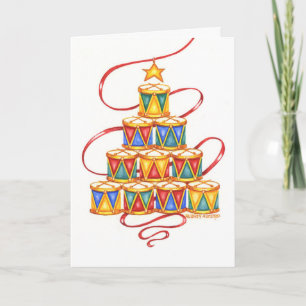 Cartão De Festividades Christmas Tree Of Drums Greeting Cards