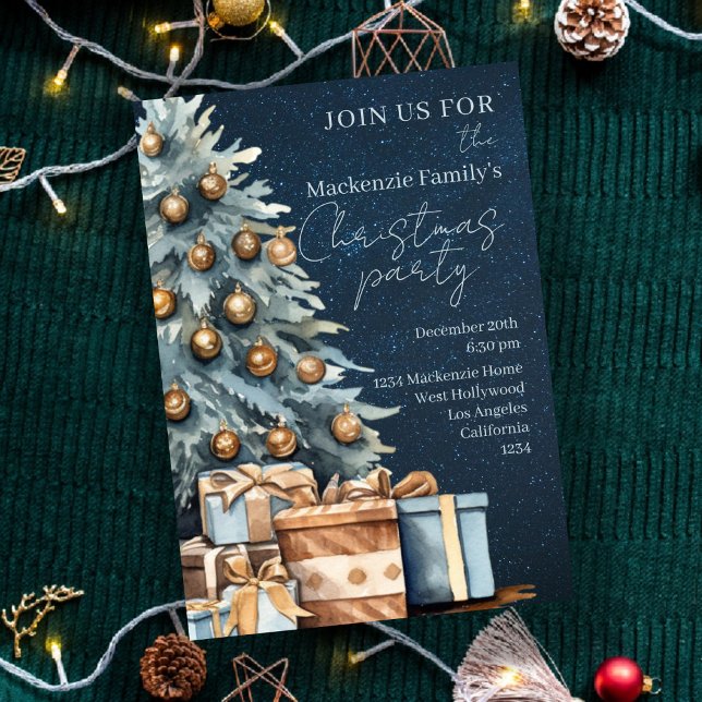 Cartão De Festividades  Christmas Tree Party Personalized Invitation (Christmas Tree Party Personalized Invitations by Ricaso. Hosting a holiday dinner? Invite in style)