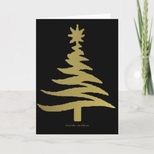 Cartão De Festividades Christmas Tree Stencil Gold