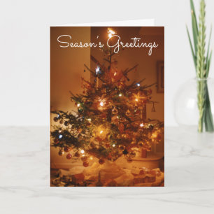 Cartão De Festividades Christmas Tree Vintage Holiday Train & Town