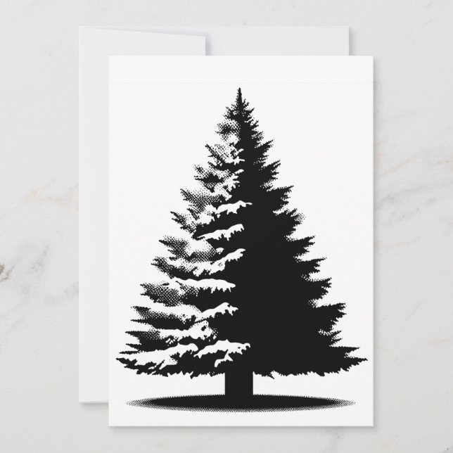 Cartão De Festividades Christmas Tree White & Black Elegant Distressed (Frente)