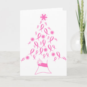 Cartão De Festividades Christmas Tree with Ribbons Breast Cancer