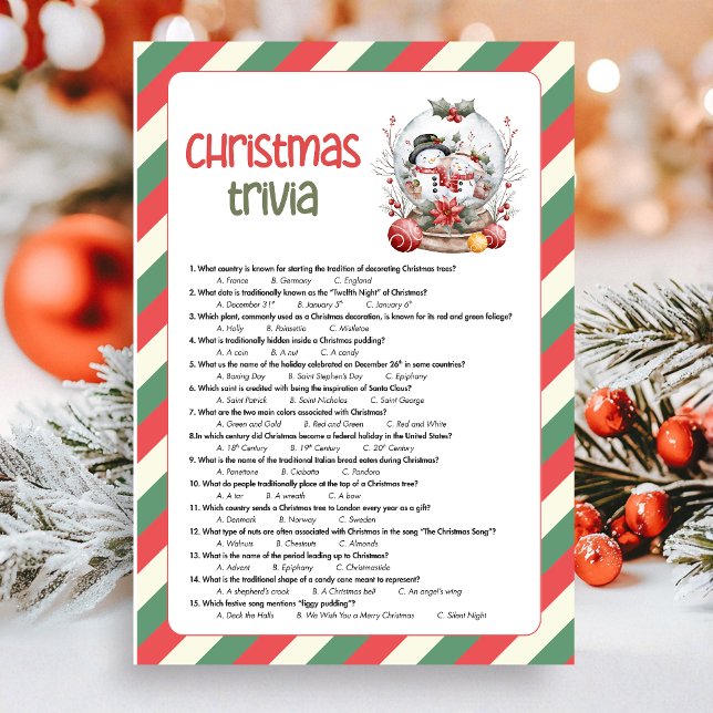 Cartão De Festividades Christmas Trivia Game (Christmas Trivia Christmas Game Card)