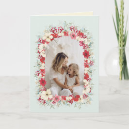 Cartão De Festividades christmas vintage poinsettia arch photo folded