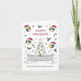 Cartão De Festividades Christmas volleyball Ball Santa Hat Greeting Cards