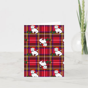 Cartão De Festividades Christmas Westie Plaid Holiday Card