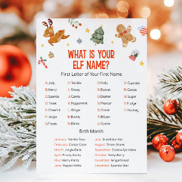 Cartão De Festividades Christmas What is your Elf Name Game