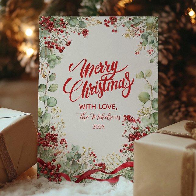 Cartão De Festividades Christmas Winter Berry Wreath (Criador carregado)