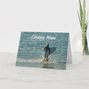 Cartão De Festividades Christmas Wishes (Surfer heading out)